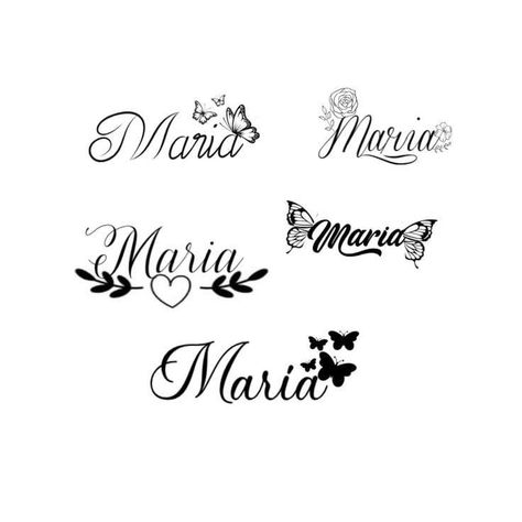 Maria In Cursive Tattoo, Maria Tattoo Design Name, Maria In Cursive, Mary Name Tattoo, Maria Tattoo Design, Maria Name Tattoo, Cute Name Tattoos, Tattoo Nombres, Victoria Tattoo