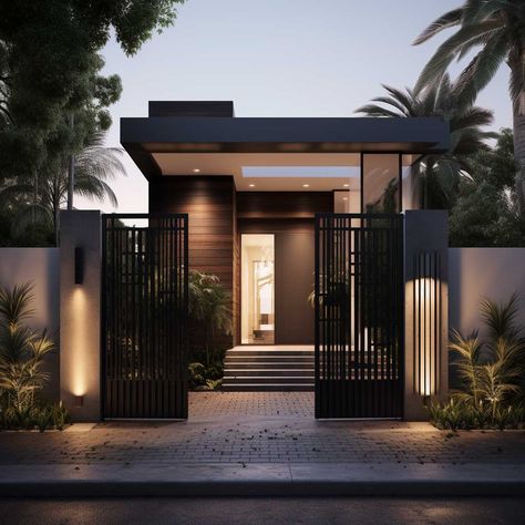 10+ Main Entrance Gate Designs to Impress Your Neighbors • 333+ Images • [ArtFacade] House Entry Gate Design, Luxury Gate Entrance Modern, Villa Entrance Design Exterior, Gate House Design, Modern House Gate, Outdoor Gate Design, Exterior Gate Design, Gated Houses, Gate Pillar Design Modern