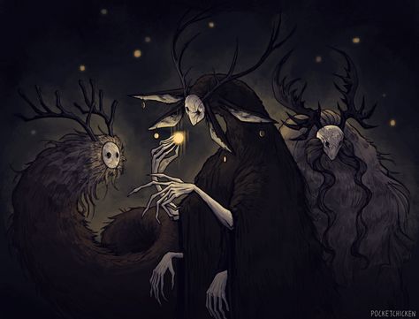 ArtStation - The Primordial Spirits Spirit World Concept Art, Evil Forest Spirit, Night Creatures Art, Unseelie Fae Art, Forest Spirits Art, Shadow Creature Concept Art, Forest Spirit Aesthetic, Magical Creatures Aesthetic, Spirits Illustration