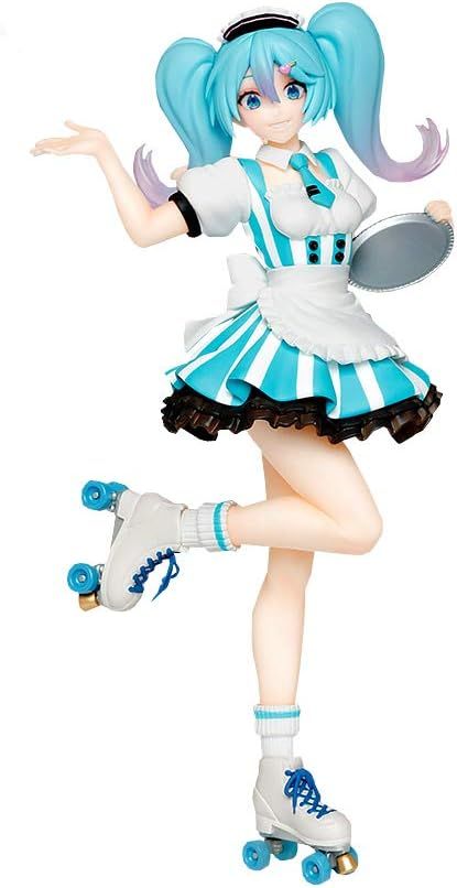 This is soooooo cute, I can't >>.<< ( Taito Hatsune Miku Costumes Cafe Maid Version Figure, 7" ) Hatsune Miku Costume, Miku Hatsune Vocaloid, Miku Vocaloid, Anime Figurines, Figure Poses, Anime Dolls, La Face, Mystic Messenger, Persona 5