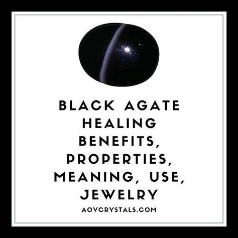 Black Agate stone is associated with grounding effects and protection just like the most black gemstones. During hard periods of life, this beautiful black stone will offer you its calming energy. Black Agate comes with recognizable banding patterns and layers that are main charismatic of all agate gemstones. Color of the layers inside the stone is most of the time combination of black and dark grey or black and dark brown color. Stones that come with white layers are known as “Black Onyx” ... Black Gemstones, Agate Meaning, Black Agate Stone, Shoulder Pain Relief, Gold Tiger Eye, Crystal Therapy, Energy Healer, Crystal Healing Stones, White Agate