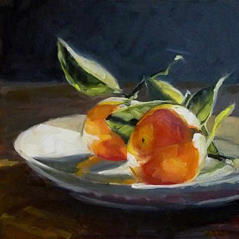 I paid extra for these mandarin oranges with the leaves on. Definitely worth it. A new exhibition of faculty artwork in North Park University’s Brandel Library includes three of my paintings.… Mandarin Oranges, Fruit Painting, Daily Painting, Paintings I Love, Painting Still Life, Painting Class, Fruit And Veg, Fine Art Gallery, Still Life Painting