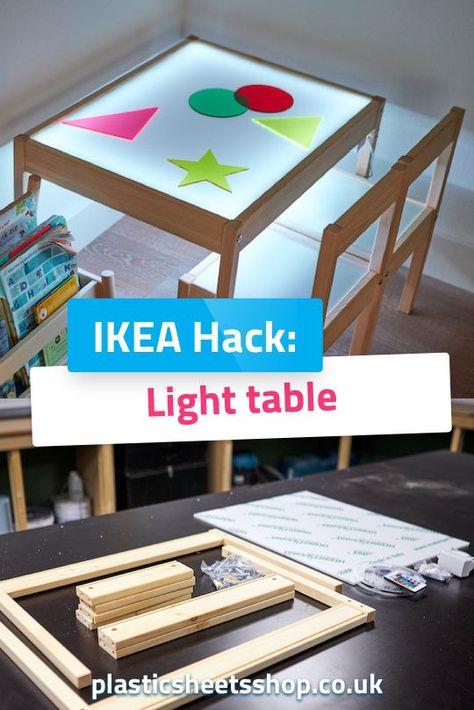 Ikea Light Box Hack, Light Table Diy How To Make A, Homemade Light Table, How To Make A Light Table, How To Make A Light Table Preschool, Ikea Light Table Hack, Ikea Flisat Light Table, Diy Sensory Light Table, Ikea Latt Table Hack Sensory