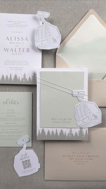 Wedding Invitation Mountain, Mountain Wedding Inspiration, Ski Wedding Invitations, Modern Garden Party, Vw Wedding, Mountain Wedding Invitation, Summer Mountain Wedding, Letterpress Wedding Stationery, Fall Mountain Wedding