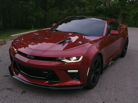 Red Chevy Camaro, Red Camaro Aesthetic, Camero Cars Aesthetic, Red Camero Cars, Dark Red Car, 2016 Camaro, Red Chevrolet, Red Camaro, Camaro 2ss