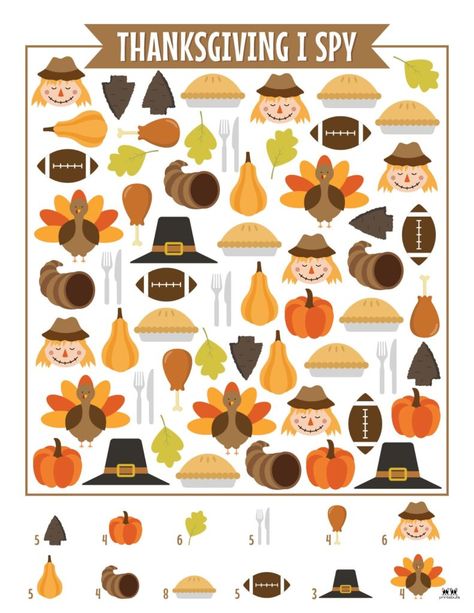 Choose from 8 unique Thanksgiving I Spy printables for hours of fun for your little ones during the month of November. 100% FREE. Print from home! Thanksgiving I Spy, Thanksgiving Shopping List, Thanksgiving Word Search, Thanksgiving Bingo, Free Thanksgiving Printables, Thanksgiving Placemats, Thanksgiving Words, Month Of November, I Spy Games