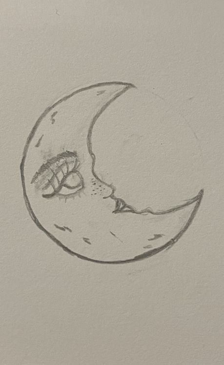 How To Draw A Moon Crescent, Simple Moon Sketch, Grunge Moon Drawing, Scatch Drawing Idea, Easy Aesthetic Drawings Grunge, Moon Drawing Pencil Sketches, Moon And Stars Sketch, Moon Sketch Aesthetic, How To Draw A Moon