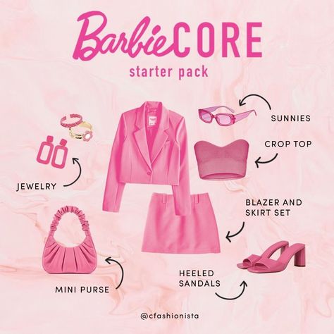 Come on Barbie let's go SHOPPING! Here's how to nail the viral Barbiecore Aesthetic. Pink Shoe Outfits, Barbiecore Aesthetic Outfit, Barbie Core Aesthetic, Barbie Themed Outfits, Barbiecore Fashion, Barbiecore Nails, Barbiecore Outfit, Barbiecore Aesthetic, Barbie Land