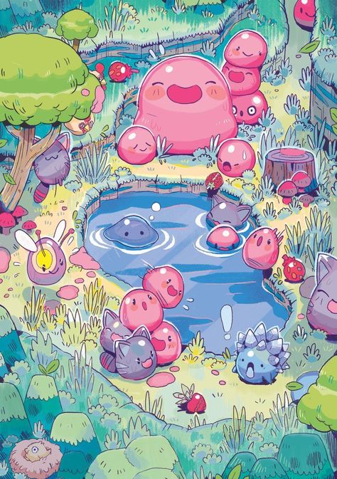 Slime Rancher, Japon Illustration, Cute Kawaii Drawings, Dessin Adorable, Cute Little Drawings, Kawaii Wallpaper, 영감을 주는 캐릭터, Fantasy Illustration, Cute Animal Drawings