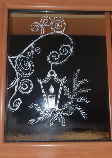 Chrismas Window Drawings, Xmas Window Drawing Ideas, Window Xmas Painting, How To Draw On Windows, Nativity Window Art, Christmas Drawing On Glass Window, Window Drawing Christmas Ideas, Festive Window Painting, Window Christmas Drawing Ideas