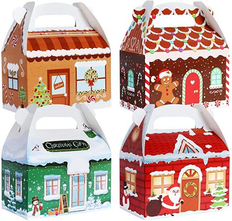 Cookie Containers, Holiday Treats Gifts, House Cardboard, Christmas Cookie Boxes, Elf Snowman, Xmas House, Holiday Treats Christmas, Christmas Cookie Box, Christmas Treats Boxes