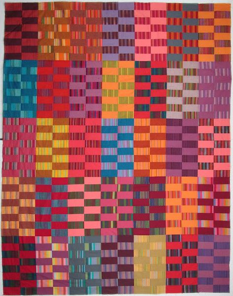 Exuberant Color : The Other 16 Patch - stripes and shots............... Exuberant Color, Mind Benders, Striped Quilt, Kaffe Fassett, Ikat Fabric, Square Quilt, Yarn Dyeing, How To Look Pretty, Wall Design