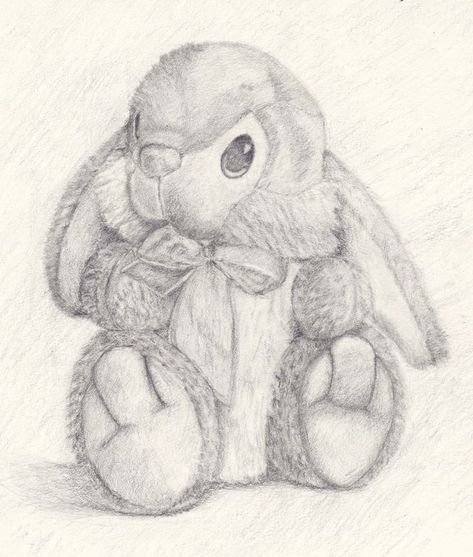 Stuffed Rabbit (Graphite), Faith Marsh Drawing Of Stuffed Animal, Stuffed Animal Sketch, Stuffed Bunny Drawing, Stuffed Animal Drawing, Teddy Drawing, Teddy Bear Sketch, Teddy Bear Drawing, Bear Sketch, Stuffed Rabbit