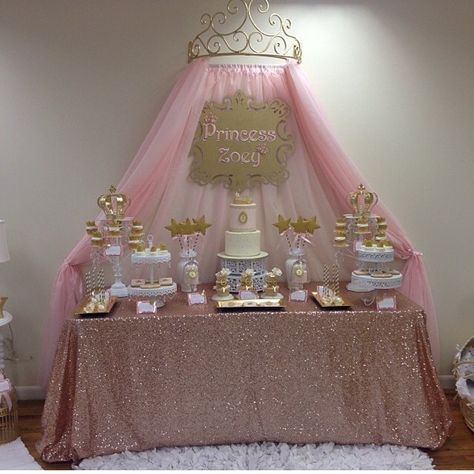 Princess Theme Cake Table, Princess Cake Table Decor, Boss Baby Decoration, 1st Birthday Princess Theme, Princess Candy Table, Birthday Princess Theme, Disney Princess Baby Shower, Once Upon A Time Birthday, Princess Bday Party