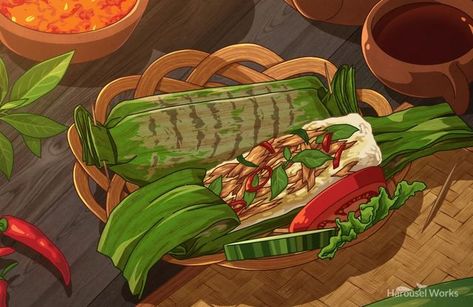 Chicken And Basil, Adventurers Guild, Drawing Themes, Chicken Mushrooms, Food Captions, Ayam Bakar, Food Sketch, Kawaii Cooking, Food Cartoon