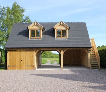 Radnor Oak - Premium Quality Traditional Oak Framed Buildings Kitchen Window Greenhouse, Timber Frame Garage, Window Greenhouse, Timber Garage, Carport Ideas, Car Ports, Oak Framed Buildings, Garage Guest House, Garage Loft