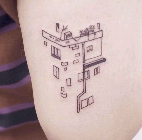 House Tattoo, Disney Tattoo, E Tattoo, Home Tattoo, Aesthetic Tattoo, White Tattoo, Hip Tattoo, Dope Tattoos, Small Tattoo