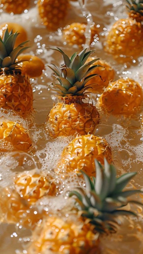 Pineapple Wallpaper Aesthetic, Aesthetic Fruit Wallpaper, Pineapple Aesthetic, Jing Y Jang, Aesthetic Fruit, Pineapple Wallpaper, Cute Summer Wallpapers, Water Aesthetic, Fruit Wallpaper