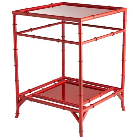 Cyan Design Akira Red Side Table On SALE Glass Top Side Table, Organic Furniture, Glass Side Tables, Metal Side Table, Cyan Design, Console And Sofa Tables, Faux Bamboo, Tray Table, Stylish Furniture