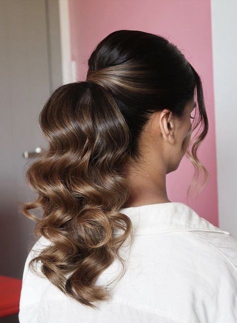 Hollywood Waves Ponytail, Bridesmaid Hairdo, Ash Blonde Hair Balayage, Hair Styels, Formal Hairstyles For Long Hair, High Ponytail Hairstyles, Ball Hairstyles, Short Hair Color, Easy Hairstyles For Long Hair