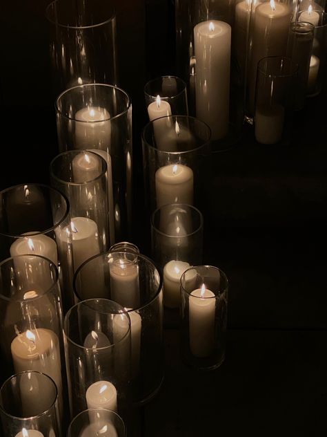 Dark Engagement Party Ideas, Moody Lighting Aesthetic, Dark Engagement Party, Candlelit Party, Mafia Wedding Aesthetic, Engagement Party Aesthetic, Candle Stairs, Candlelight Wedding Reception, Candle Light Wedding