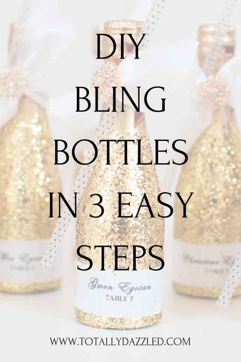 Bling Wine Bottle Diy, Diy Bling Bottles, Bling Champagne Bottle, Decorating Champagne Bottles, Diy Champagne Bottle, Glitter Champagne Bottle Diy, Champagne Bottle Decoration, Champagne Wedding Favors, Glitter Champagne Bottles