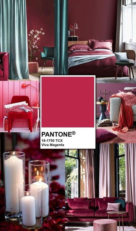 Viva Magenta Home Decor, Viva Magenta Living Room, Pantone Viva Magenta 2023, Magenta Bedrooms, Pantone Viva Magenta, Colour Of The Year 2023, 2023 Pantone, Magenta Pantone, Hot Pink Walls