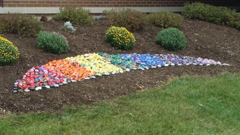 #Kindness Rocks | Horizon Elementary School Kindness Rock Garden, School Landscape, Rock Path, Counseling Lessons, Front Landscaping, Garden Images, School Garden, Kindness Rocks, School Themes