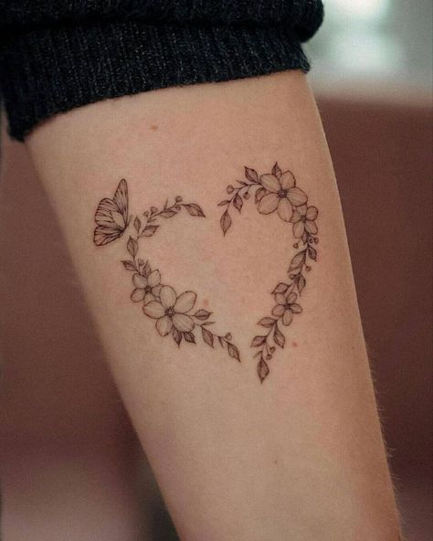 Heart Butterfly Tattoo, 86 Tattoo, Heart Flower Tattoo, Rose Heart Tattoo, Sunflower Tattoo Meaning, Tiny Butterfly Tattoo, Sunflower Tattoo Simple, Butterfly With Flowers Tattoo, Tiny Butterfly