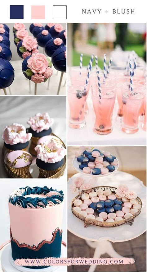 Navy Blue Pink Gold Gender Reveal, Navy And Blush Pink Gender Reveal, Blue Pink Party Decoration, Navy Blue And Blush Pink Gender Reveal, Gender Reveal Ideas Navy And Pink, Gender Reveal Not Pink And Blue, Navy And Dark Pink Wedding, Navy And Blush Gender Reveal Decorations, Gender Reveal To Coworkers