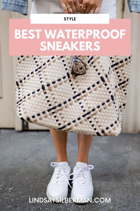 Whether you're traveling somewhere with spotty weather or you're planning a coastal hiking trip, these are the best waterproof sneakers for women. | best waterproof shoes for travel | best waterproof shoes for women | best waterproof walking shoes for women | best waterproof travel shoes | waterproof sneakers woman | waterproof sneakers for women | womens waterproof sneakers | waterproof sneakers woman rain Vessi Shoes Women Outfit, Waterproof Tennis Shoes Women, Women Waterproof Boots, Cute Waterproof Shoes, Comfortable Walking Shoes Women Travel, Waterproof Low-top Sneakers For Walking, Waterproof Low-top Walking Sneakers, Waterproof Shoes Womens Travel, Waterproof Sneakers Woman