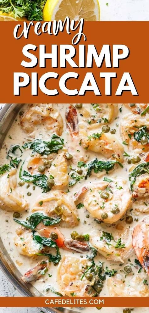 Shrimp In Cream Sauce Recipe, Shrimp And Capers Recipes, Shrimp In Creamy Garlic Sauce, Shrimp And Capers Pasta, Garlic Butter Sauce For Seafood Pasta, Shrimp Piccata Pasta, Shrimp Capers Lemon Pasta, Shrimp Pasta Lemon Garlic Butter Sauce, Shrimp Picatta Recipe