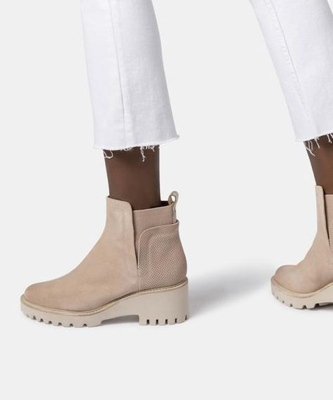 HUEY BOOTIES IN BLUSH SUEDE – Dolce Vita Trending Sandals, Boots Heels, Heels Sandals, Lug Sole, Sneakers Boots, Boots Outfit, Next Level, Heeled Mules, Mule Shoe