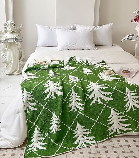 Amazon.com: Ultra Soft Cozy Christmas Tree Green Pine Fluffy Microfiber Knitted Throw Blanket Lightweight Blanket for Sofa Couch Bed Travel 50"X60"¡­ : Home & Kitchen Cozy Christmas Tree, Knitted Throw Blanket, Christmas Tree Green, Blanket For Sofa, Knit Throw Blanket, Lightweight Blanket, Green Christmas Tree, Sofa Couch Bed, Knitted Throws