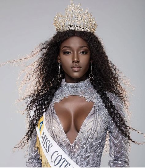 Gorgeous Miss International Ivory Coast; Tara Gueye! Stunning! Ivory Coast, African Beauty, Beauty Pageant, Black Women, Wonder Woman, Crown, Hair Styles, Beauty, Instagram