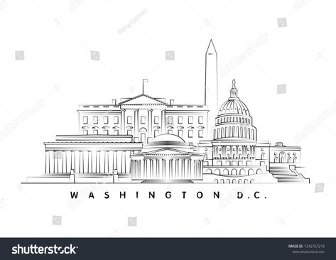 Dc Skyline Tattoo, Washington Dc Tattoo Ideas, Washington Dc Drawing, Washington Dc Tattoo, Dc Sketch, Scenery Tattoo, Dc Tattoo, Washington Dc Art, Skyline Tattoo