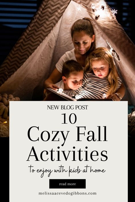 Looking for ways to keep your kids entertained this fall? Check out these 10 cozy activities that you can do at home to create warm memories and have fun together. Fall And Winter Activities, Things To Do With Kids At Home Winter, Fall Break Ideas For Kids, Fall Things To Do With Kids, Fall Family Activities At Home, At Home Fall Activities, Fall Traditions With Kids, Things To Do At Home With Kids, Fall Break Activities For Kids