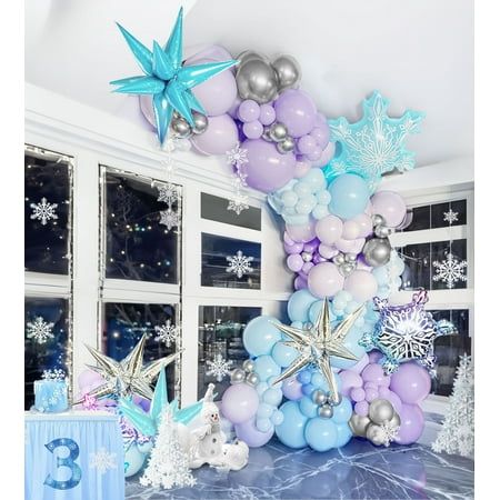 Important information To report an issue with this product,click here. Product Description Create a winter wonderland with our Frozen Party Balloon Arch Kit! Perfect for Elsa-themed birthday parties and winter celebrations, this kit includes everything you need to create a stunning balloon arch. The blue and white balloons, adorned with snowflakes, will transport you to a magical snow-covered kingdom. Snow Themed Birthday Party For Kids, Frozen First Birthday Party, Frozen Birthday Backdrop, Frozen 3rd Birthday Party, Frozen 4th Birthday Party, Frozen Balloon Garland, Winter Themed Birthday Party, Winter Wonderland First Birthday, Frozen First Birthday