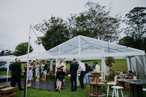 Rustic boho marquee cocktail wedding. 10m x 6m clear roof marquee with outside festoon lit dance floor. Hired from The Party Hire Co. located on the Central Coast NSW. www.thepartyhireco.com.au Marquee Cocktail Wedding, Backyard Fireplace Patio, Clear Marquee Wedding, Outdoor Wedding Cocktail, Wedding Marquee Ideas, Backyard Entertaining Space, Backyard Lighting Diy, Backyard Dining, Water Feature Wall