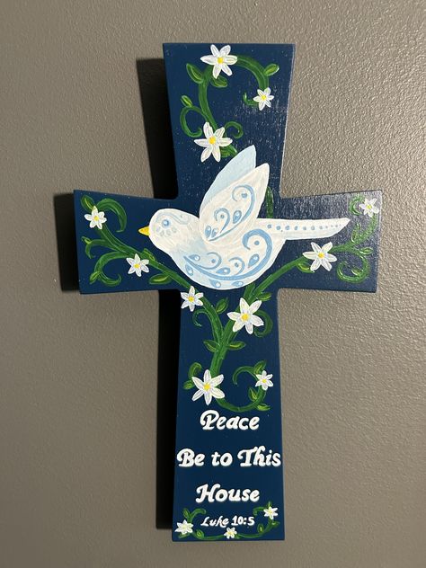 Painted Wooden Crosses Diy, Painting Wooden Crosses Ideas, Painting A Cross On Canvas, Painted Crosses On Wood, Cross Canvas Paintings Easy, Wood Cross Painting Ideas, Painting Ideas On Canvas Cross, Wooden Cross Painting Ideas, Hand Painted Crosses