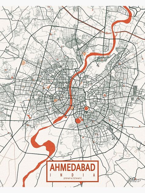 "Ahmedabad City Map of Gujarat, India - Bohemian" Poster by deMAP | Redbubble Gujarat Illustration, Ahmedabad Aesthetic, Aesthetic Map, Map Art Illustration, Ahmedabad City, City Maps Illustration, Bohemian Poster, Maps Design, Thesis Ideas