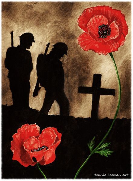 'Lest We Forget' by Bonnie Leeman on artflakes.com as poster or art print $15.77 Rememberance Tattoo Ideas, Remembrance Display, Rememberance Tattoo, Remembrance Day Pictures, Remembrance Day Posters, Remembrance Day Art, Ww1 Art, Poppy Craft, Soldier Silhouette