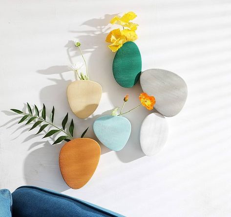 Amazon.com: Purzest Ceramic Hanging Planters Geometric Wall Decor Container Flower Pot Holder Great for Succulent Plants, Air Plant, Mini Cactus, Faux Plants (Set of 6) Wall Mount Planter, Planters Ceramic, Hanging Plant Pots, Planter Holder, Ceramic Wall Sculpture, Morandi Color, Wall Mounted Planters, Vase Wall, Succulent Planters