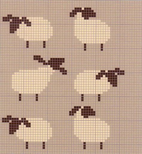 Sheep Embroidery Ideas, Colorwork Knitting Charts Animal, Crochet Patterns Sheep, Cross Stitch Sheep Pattern, Sheep Knitting Chart, Sheep Pattern Crochet, Crochet Sheep Sweater, Sheep Alpha Pattern, Cross Stitch Animals Patterns