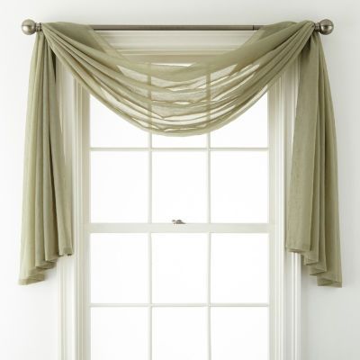 Home Expressions Crushed Voile Scarf Valance Scarf Valance Ideas, Shower Curtain Small Bathroom, Valance Ideas, Double Shower Curtain, Scarf Valance, Window Scarf, Voile Panels, Velvet Scarf, Sheer Curtain Panels