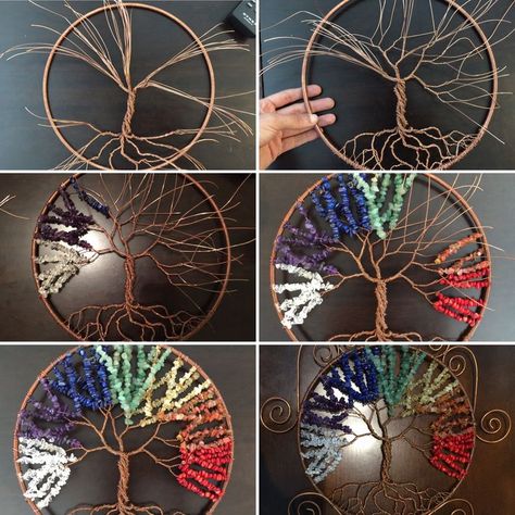 Copper Wire Crafts Diy, Wire Trees Diy How To Make, Diy Tree Of Life, Wire Wrap Tree, Tree Of Life Crafts, Wire Tree Of Life, Copper Wire Crafts, Copper Wire Art, Dream Catcher Decor