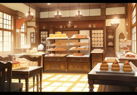 Anime Cafe Background Aesthetic, Bakery Background Design, Gacha Cafe Background, Anime Backgrounds Cafe, Bakery Anime, Anime Bakery, Gl2 Ideas, Gender And Development, Wallpapers 2024