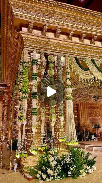 Festa Events on Instagram: "Everything shines brighter in gold, and our monotone mandap with accents of white and green florals is the ultimate proof! ✨The golden mandap with beautiful South Indian elements and centerpieces was something out of the ordinary. It's the detailing that makes everything more magical.

A&V Wedding
28.08.2024
.
.
.
.
#eventstyling #southindianweddings #weddingdecor #eventsbyfesta" Wedding Mandap South Indian, Telugu Wedding Decoration, Indian Wedding Centerpieces, White And Green Florals, Indian Elements, Indian Wedding Video, Mandap Decor, Wedding Mandap, South Indian Weddings