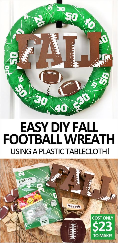 Football Wreath Diy, Fall Football Wreath, Fire Pit Party, Football Diy, Football Crafts, Easy Wreaths, Football Wreath, Crafts For Teens To Make, Football Decorations