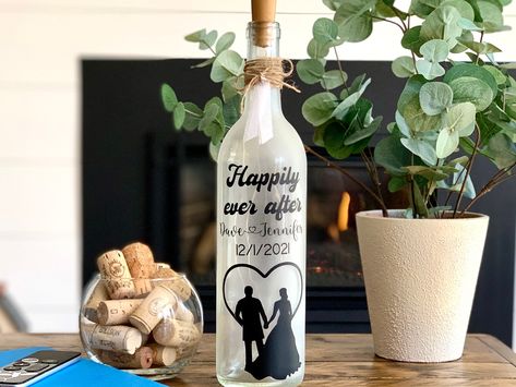 Wine Bottle With Lights, Fabric Wine Bags, Bottle With Lights, Bridal Shower Gift For Bride, Gift For Bride To Be, Paint Vinyl, Bridal Shower Gifts For Bride, Wedding Gift For Couple, Wedding Bottles